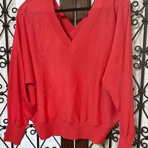 INC International Concepts Vibrant Red V-Neck Sweater